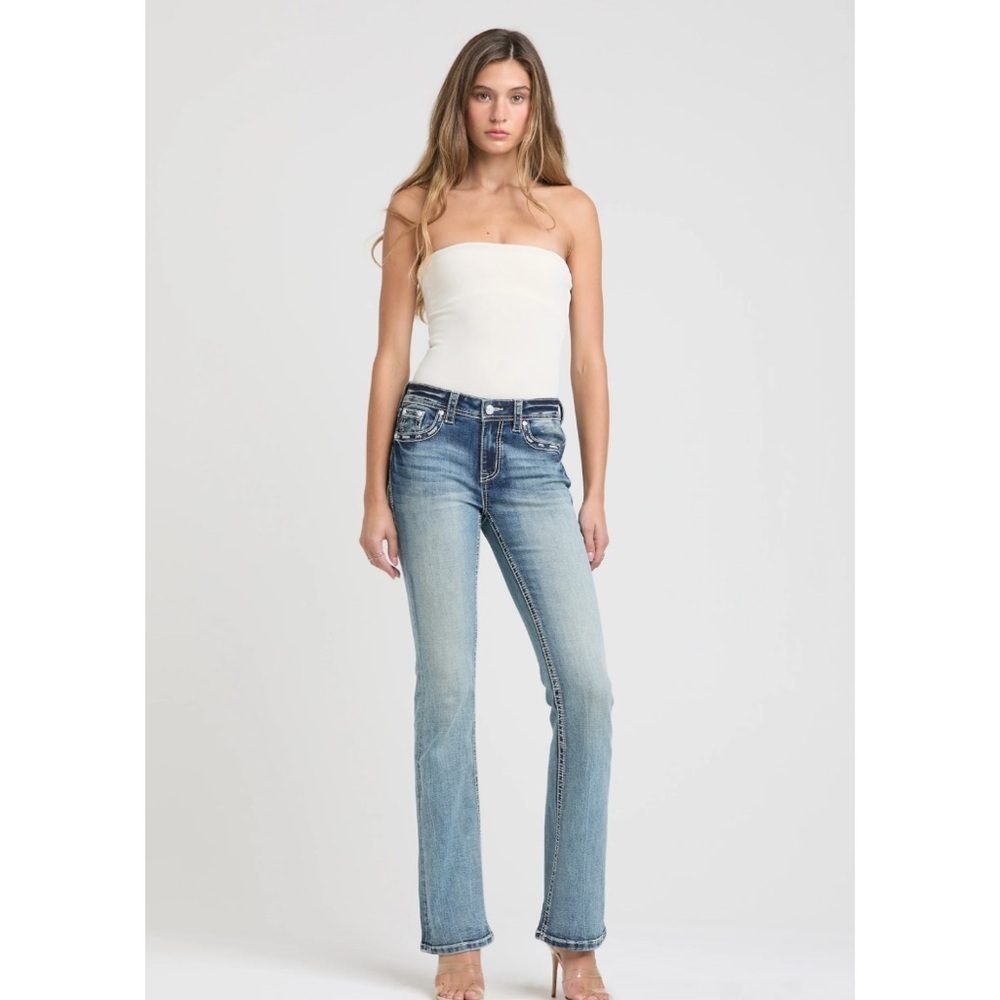 Grace in LA Aztec Embroidery Bootcut Jeans G-12